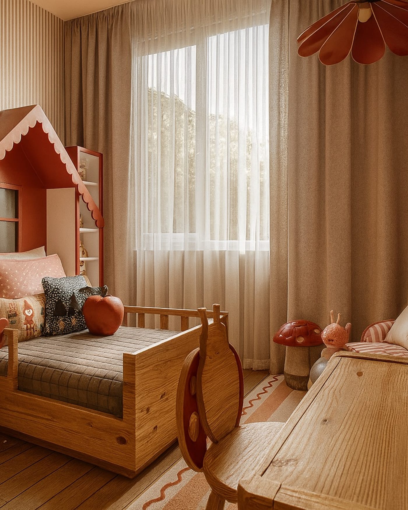 Quarto Fábula, quarto infantil/jovem com paleta delicada e marcenaria sob medida